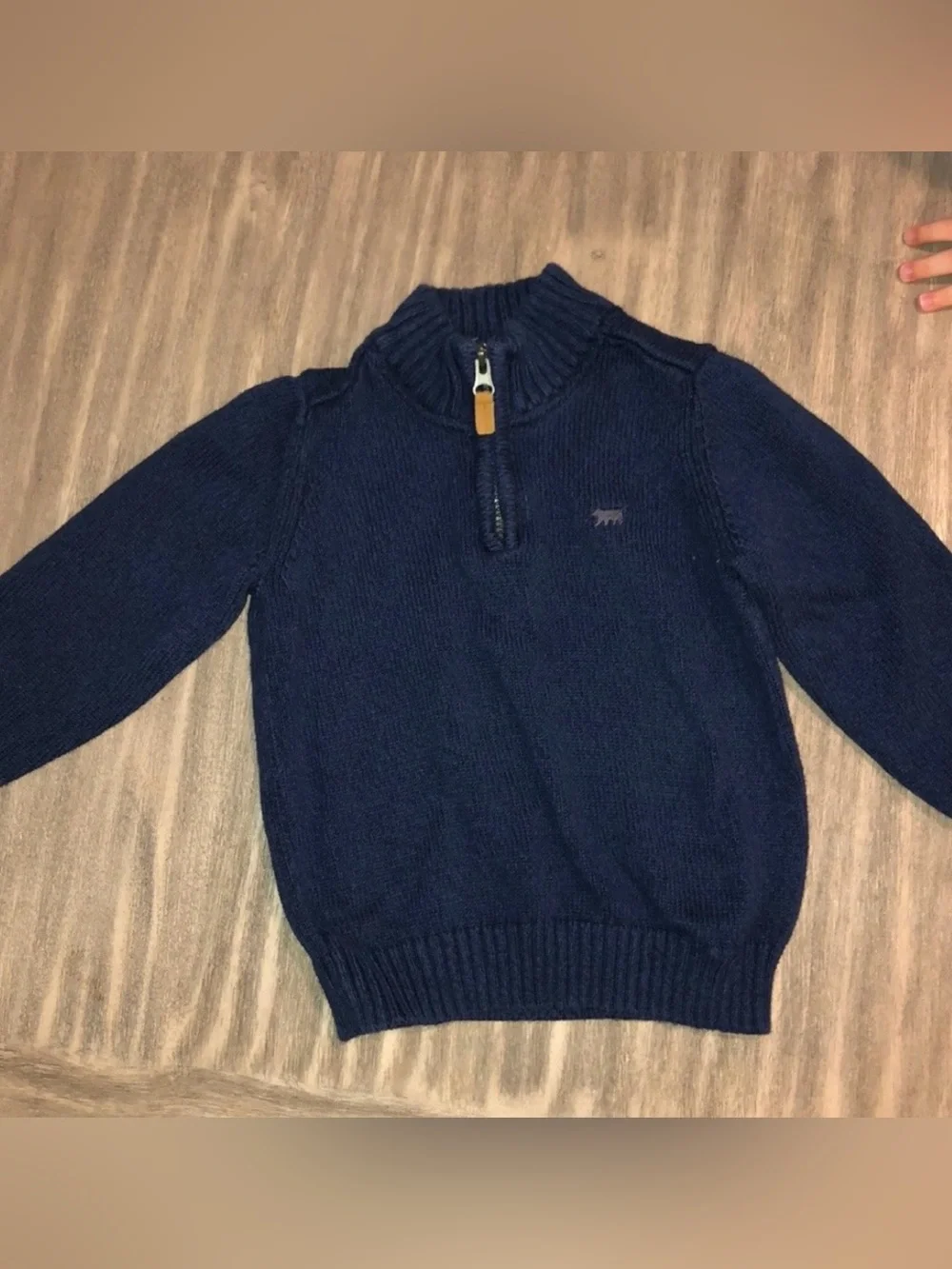 Carter's Navy Half-Zip Knit Sweater with Tan Zip Pull